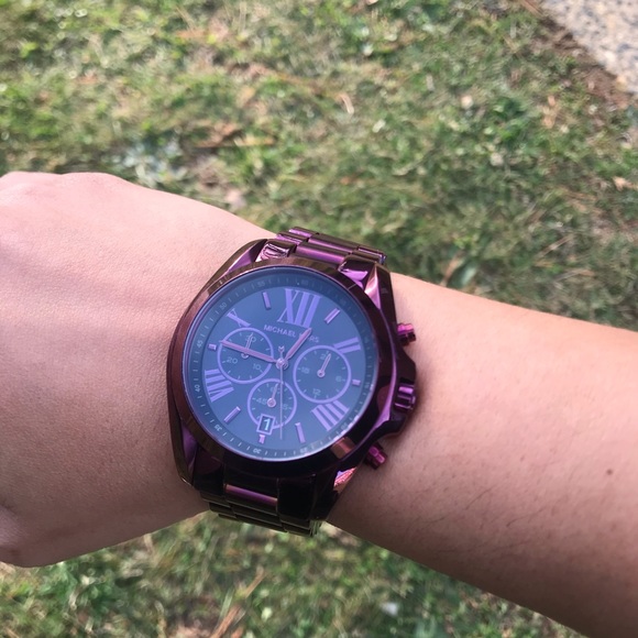Michael Kors Bradshaw Plum Chronograph Watch - Picture 2 of 9